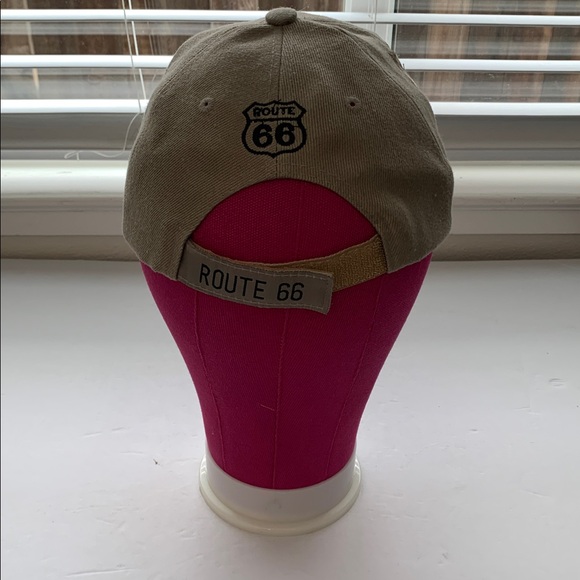 Sports Cap - Route 66 Beige Baseball Cap w/ Embroidered & Adjustable Strap-back - Picture 4 of 13